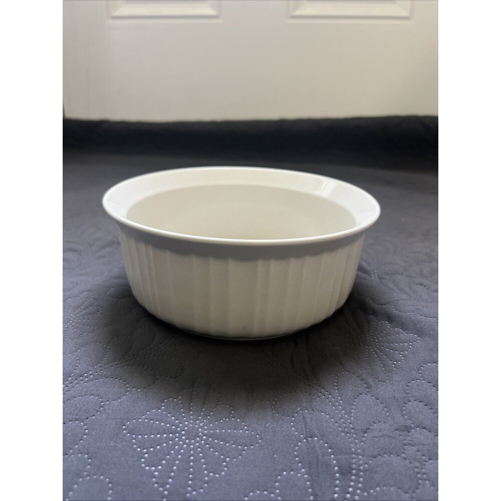 Ceramic Ramekin Baking Dish or Souffle Ribbed White Bowl 8” Corningware Inspired